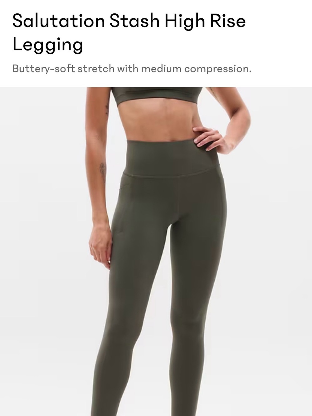 Athleta Salutation Stash High Rise Legging - Gray NWT